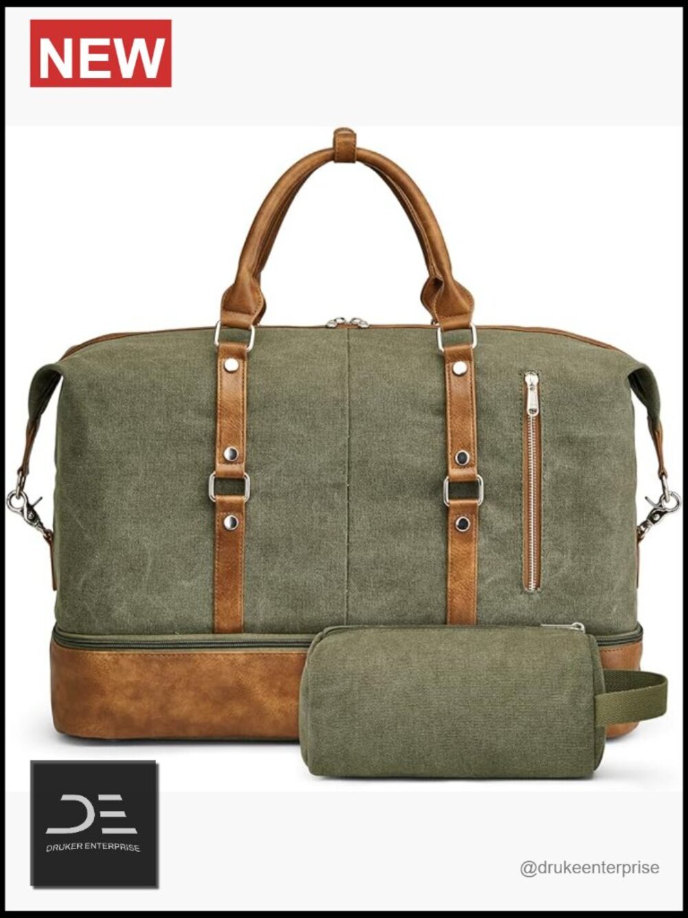 Weekender Canvas Duffle Overnight Travel Bag with Shoe Compartment